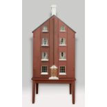 VICTORIAN DOLLS HOUSE - BARDOLF MANOR circa 1880, a pine 4 storey house with glazed windows to the