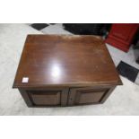 MAHOGANY CIGAR CABINET a table top mahogany cigar cabinet, the two drawers (probably camphor wood)