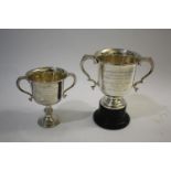 TWO SILVER TROPHY CUPS - HORSE RACING INTEREST including a silver two handled trophy, inscribed