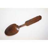 19THC WELSH TREEN LOVE SPOON - 1822 the fruitwood spoon with the initials E R and the date 1822, the