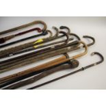 COLLECTION OF WALKING STICKS - BRIGG including 3 plain wooden walking sticks, each mounted with a