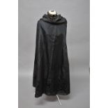 VARIOUS LACE & ANTIQUE DRESS including a cream lace shawl, a black silk taffeta full length