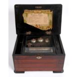 VICTORIAN MUSIC BOX - 8 AIRS a musical box with an 8 air movement and striking on 3 bells, with