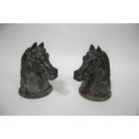 PAIR OF BRONZE BUSTS OF HORSES a large and impressive pair of bronze busts of Horses, each