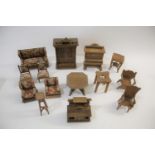 DOLLS HOUSE FURNITURE a qty of late 19thc/early 20thc dolls house furniture, to including a