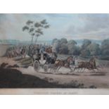 AFTER CHARLES NEWHOUSE OPPOSITION COACHES AT SPEED Aquatint with hand colouring, by F. Rosenberg,