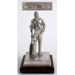 SILVER FIGURE OF W G GRACE - CRICKET INTEREST a modern cast silver model of W G Grace, with a silver