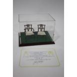 DOLLS HOUSE MINIATURE CHAIRS - JOHN HODGSON a pair of miniature mahogany dining chairs by John