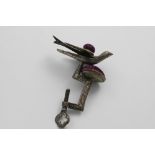 SEWING INTEREST:- A late 19th century electroplated "patent" hemming-bird sewing clamp and pin