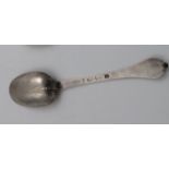 A QUEEN ANNE ASCRIBED WEST COUNTRY TREFID SPOON with a bead and reed rattail, no maker's mark,