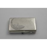 AN EARLY 20TH CENTURY RUSSIAN CIGARETTE CASE of plain rectangular form with rounded corners and a