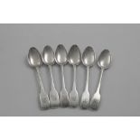 A SET OF GEORGE IV MINIATURE WEST COUNTRY TABLE SPOONS (possibly sample pieces), initialled "B",