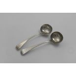 A PAIR OF GEORGE IV OLD ENGLISH PATTERN SAUCE LADLES engraved with a coat of arms, by Charles