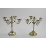 A PAIR OF LATE 20TH CENTURY SMALL FIVE-LIGHT CANDELABRA which convert to various forms (dwarf