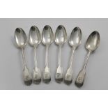 A SET OF SIX GEORGE IV TABLE SPOONS Fiddle & Thread pattern, crested, by Charles Eley, London