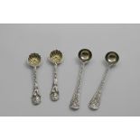 A PAIR OF VICTORIAN SALT SPOONS Elizabethan pattern, crested, gilt bowls, by George Adams, London