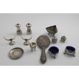 A MIXED LOT:- A small Egyptian coin-inset dish, a small Indian dish with a tricorn rim, a pair of