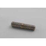 A LATE 18TH CENTURY CONTINENTAL SEALING WAX OR BODKIN HOLDER with engraved gold mounts and striped