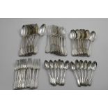 A VICTORIAN WEST COUNTRY CANTEEN OF FIDDLE, THREAD & SHELL PATTERN FLATWARE (DIAMOND SHELL HEEL)