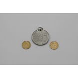 TWO GOLD HALF SOVEREIGNS:- 1900 and 1914 and a base metal Silver Jubilee medal (King George V and