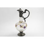 A FRENCH ELECTROPLATED MOUNTED ART NOUVEAU GLASS CLARET JUG vase shaped with decorative mounts and