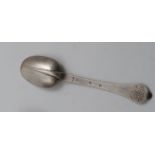 A WILLIAM III WAVY-END OR DOGNOSE TABLE SPOON with a plain moulded rattail and an engraved cypher on