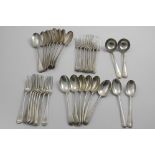 A LATE VICTORIAN / EDWARDIAN MATCHED PART-SERVICE OF OLD ENGLISH PATTERN FLATWARE TO INCLUDE:- Eight