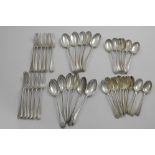 AN EARLY 20TH CENTURY PART SERVICE OF OLD ENGLISH PATTERN FLATWARE TO INCLUDE:- Five table spoons,