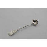 A RARE SCOTTISH PROVINCIAL OAR PATTERN CONDIMENT SPOON crested and initialled "JMM" by Richard