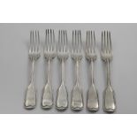 A SET OF SIX EARLY VICTORIAN TABLE FORKS Fiddle & Thread pattern, by S. Hayne & D. Cater, London