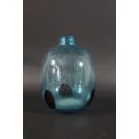 ITALIAN GLASS VASE possibly by Vistosi, a large blue glass vase of bulbous form with black spots