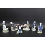 ROYAL COPENHAGEN FIGURES including 3556 Boy with Umbrella, 772 Boy with Calf, 779 Girl with Calf,