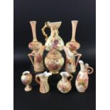 COLLECTION OF ROYAL WORCESTER BLUSH IVORY various dates and models, to include a pair of tusk vases,