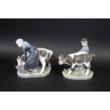 ROYAL COPENHAGEN including Model No 772 Boy with Calf, and 779 Girl with Calf. (2)