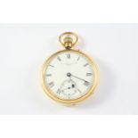 AN 18CT GOLD OPEN FACED POCKET WATCH the white enamel dial signed Wales & McCulloch, London 3140,