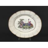 WORCESTER QUATRILOBE DISH circa 1765, painted in the manner of Duvivier or O'Neale with children,