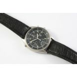 A STAINLESS STEEL MILITARY WRISTWATCH BY SEIKO the signed black dial with Arabic numerals, three