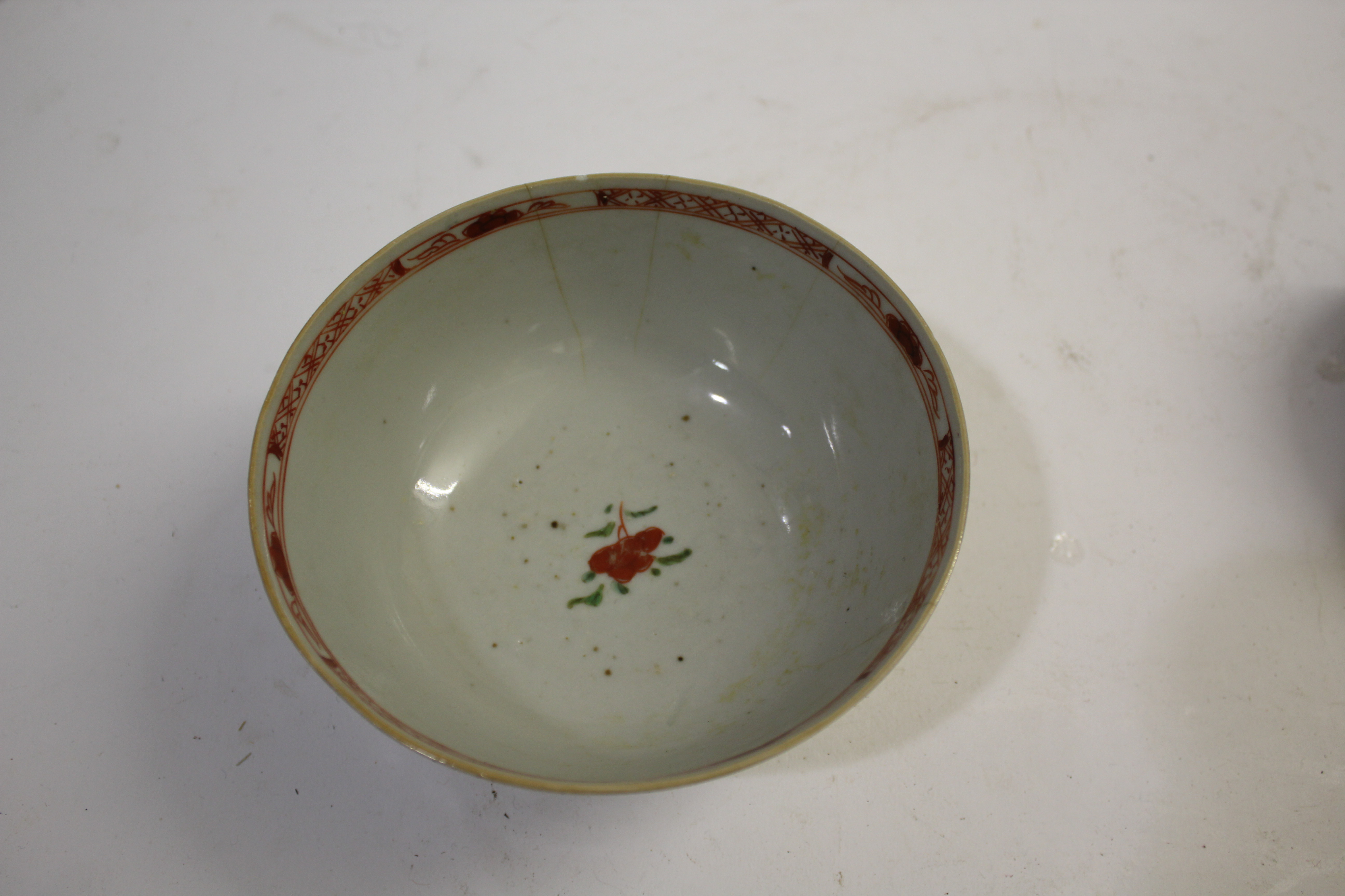 CHINESE FAMILLE ROSE DISH 19th century, enamelled with flowers inside a border with floral and - Image 7 of 19