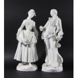 PAIR OF MEISSEN MARCOLINI PERIOD FIGURES, late 18th/early 19th century, of a gentleman and lady