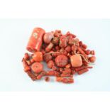 A QUANTITY OF CORAL BEADS total weight 212 grams