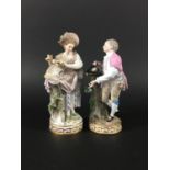 PAIR OF MEISSEN FIGURES late 19th or 20th century, model F68, modelled as a rustic couple, she