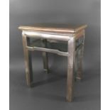 CHINESE CORNER LEG STOOL possibly huanghuali, with plain aprons, square section legs with shaped