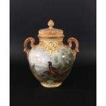 ROYAL WORCESTER POT POURRI VASE AND COVER dated code for 1903, shape 1515, signed Jas Stinton and