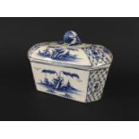 DERBY BUTTER BOX OR DISH AND COVER circa 1760, of canted rectangular form, blue painted with