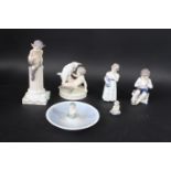 ROYAL COPENHAGEN FIGURES including No 456 Faun on column with Squirrel, No 498 Faun with kid, No