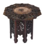 INDIAN REGIMENTAL CARVED TABLE - MAHRATTA LIGHT INFANTRY an interesting carved hardwood table, the