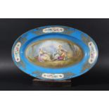 SEVRES OVAL PLATTER early/mid 19th century, outside painted with a classical scene of children in