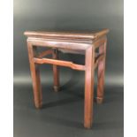 CHINESE CORNER LEG STOOL Qing, possibly Huanghuali, with a plain apron, square section legs with