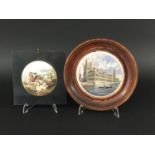 PRATTWARE POT LIDS: The New Houses of Parliament, Westminster, diameter 13.5cm; and Peace, 10.5cm (