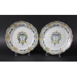 PAIR OF FRENCH FAIENCE ARMORIAL PLATES late 18th or early 19th century, the crest of an eagle